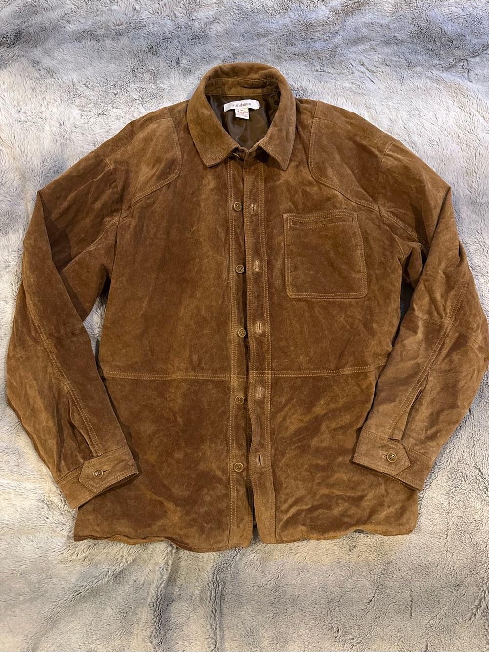 Sundance Brown Suede Leather Button-Front Jacket Western Size XL